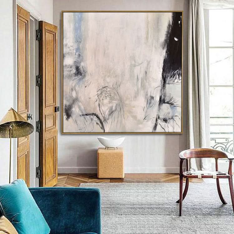 Grande peinture acrylique Peinture abstraite Peinture blanche Peinture noire Art contemporain Texture | Coulée de débris