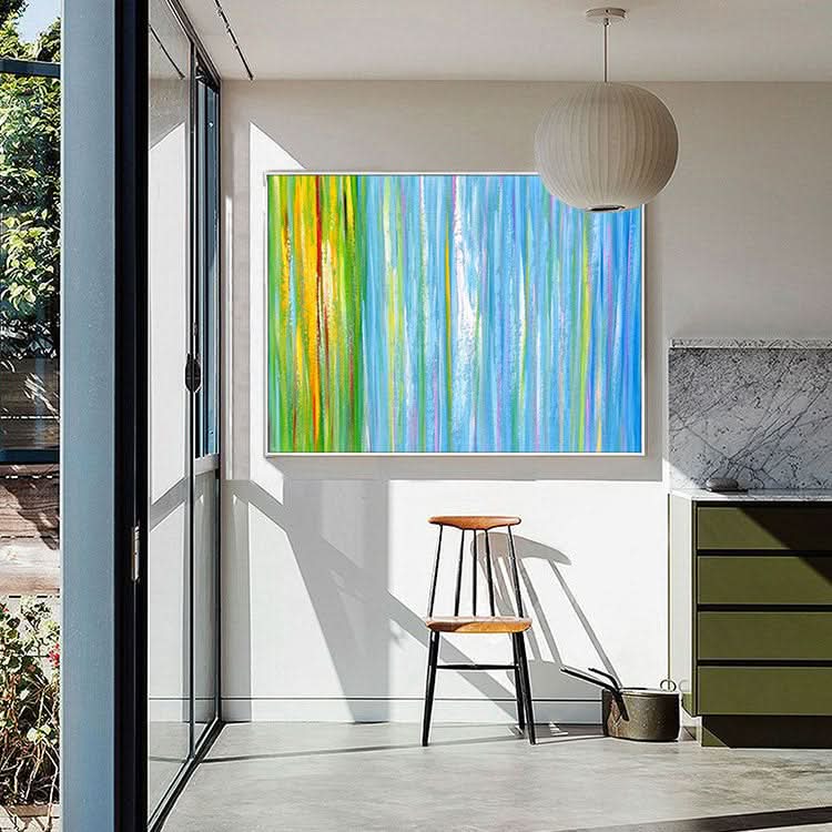 Rainbow Feels - Peinture murale abstraite faite à la main pour restaurant