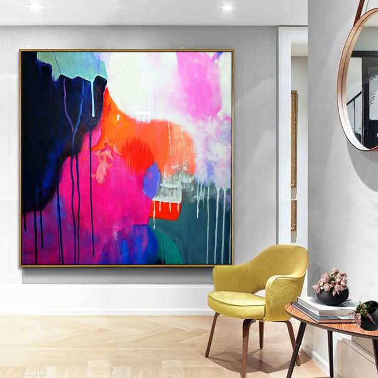 Peinture à l'huile originale sur toile de grande taille, peinture abstraite, art mural | Se fondre et changer