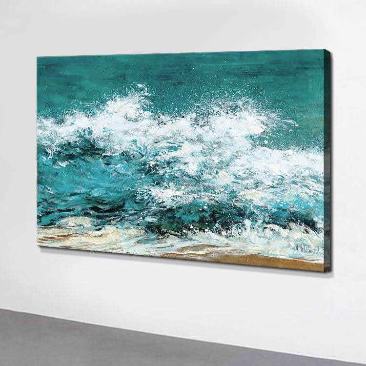 Vague déferlante - Peinture murale faite à la main représentant un paysage océanique sur toile imprimée