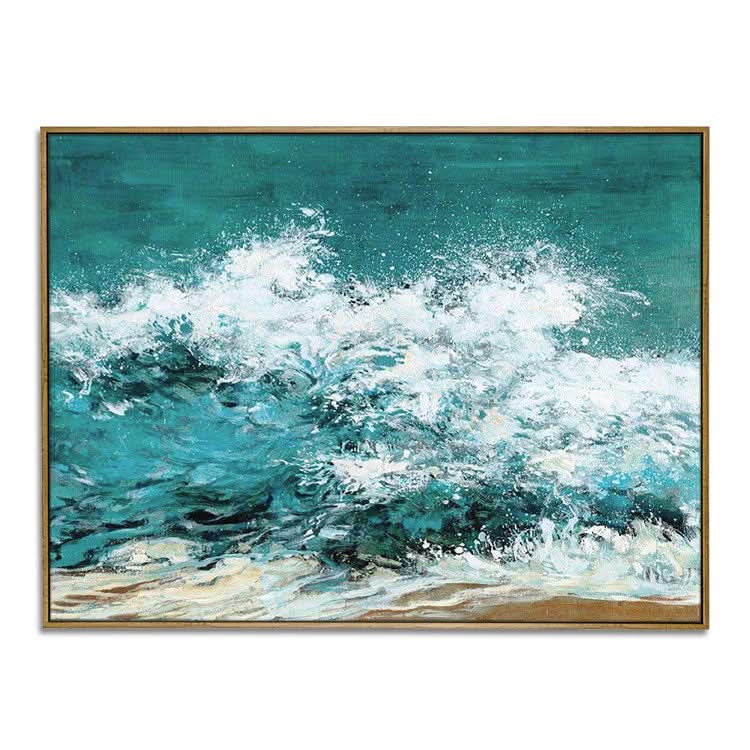 Vague déferlante - Peinture murale faite à la main représentant un paysage océanique sur toile imprimée