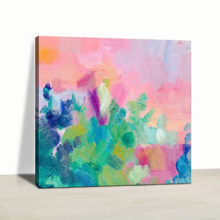 Peinture à l'huile originale faite à la main, grande toile, art de chambre à coucher, peinture rouge, peinture bleue, toile d'art verte | Les vicissitudes de la vie