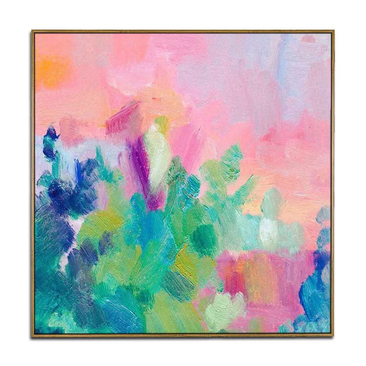Peinture à l'huile originale faite à la main, grande toile, art de chambre à coucher, peinture rouge, peinture bleue, toile d'art verte | Les vicissitudes de la vie