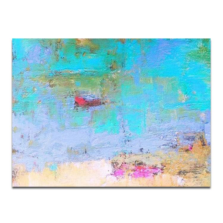 Peinture abstraite originale de grande taille, peinture de paysage côtier, art texturé, peinture acrylique abstraite sur toile | Étang de lotus