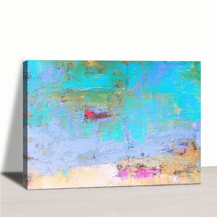 Peinture abstraite originale de grande taille, peinture de paysage côtier, art texturé, peinture acrylique abstraite sur toile | Étang de lotus