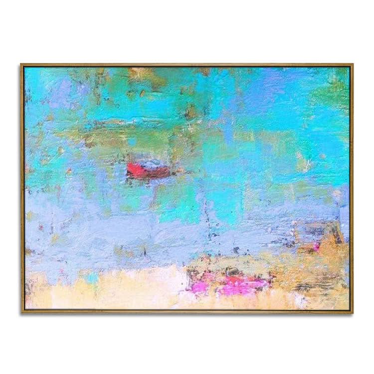 Peinture abstraite originale de grande taille, peinture de paysage côtier, art texturé, peinture acrylique abstraite sur toile | Étang de lotus