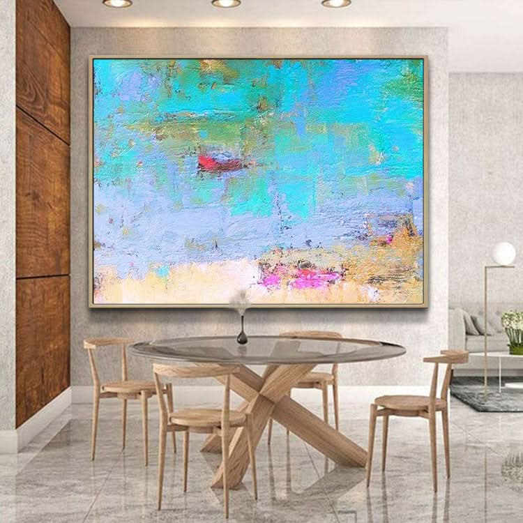 Peinture abstraite originale de grande taille, peinture de paysage côtier, art texturé, peinture acrylique abstraite sur toile | Étang de lotus