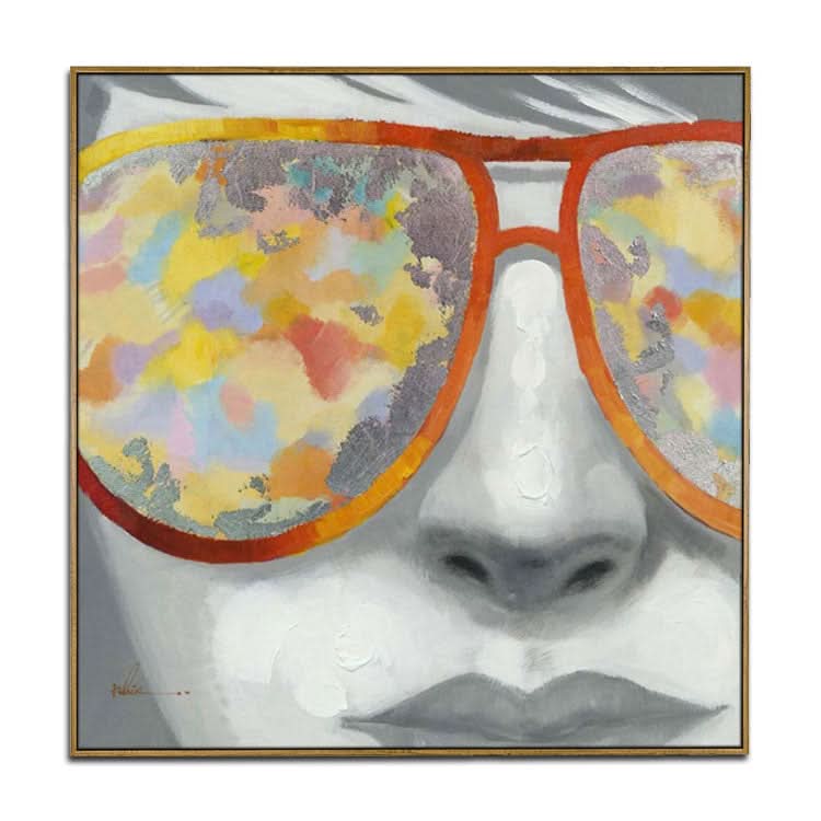 Peinture à l'huile originale abstraite peinte à la main, peinture originale de fille | La fille avec des lunettes