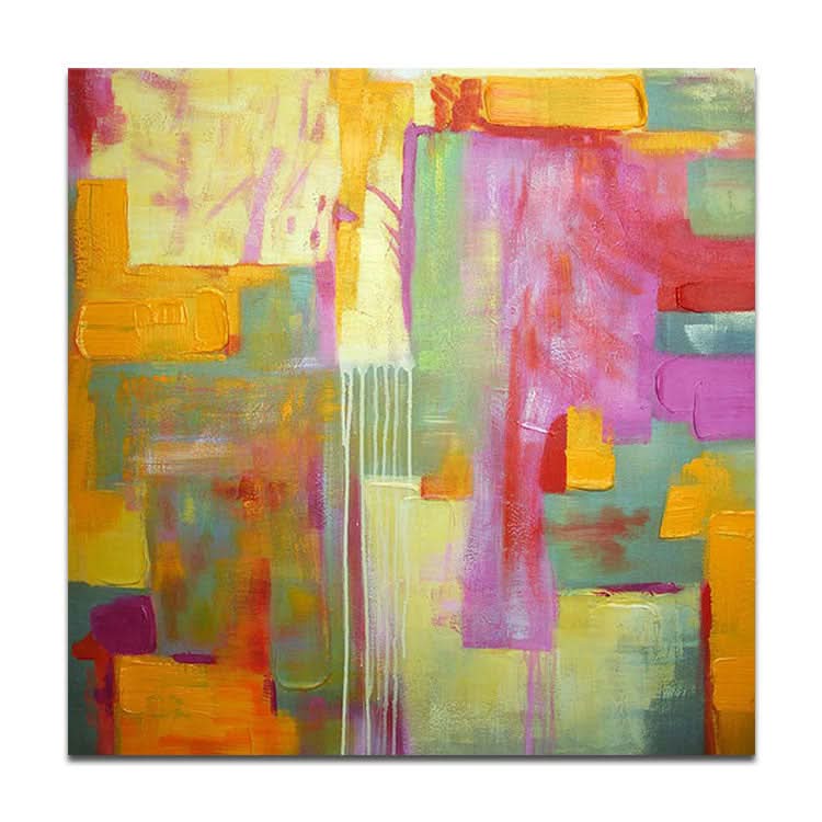 Grande peinture abstraite originale dorée, peinture rose, art bleu sarcelle, peinture abstraite sur toile | Peinture primitive moderne colorée