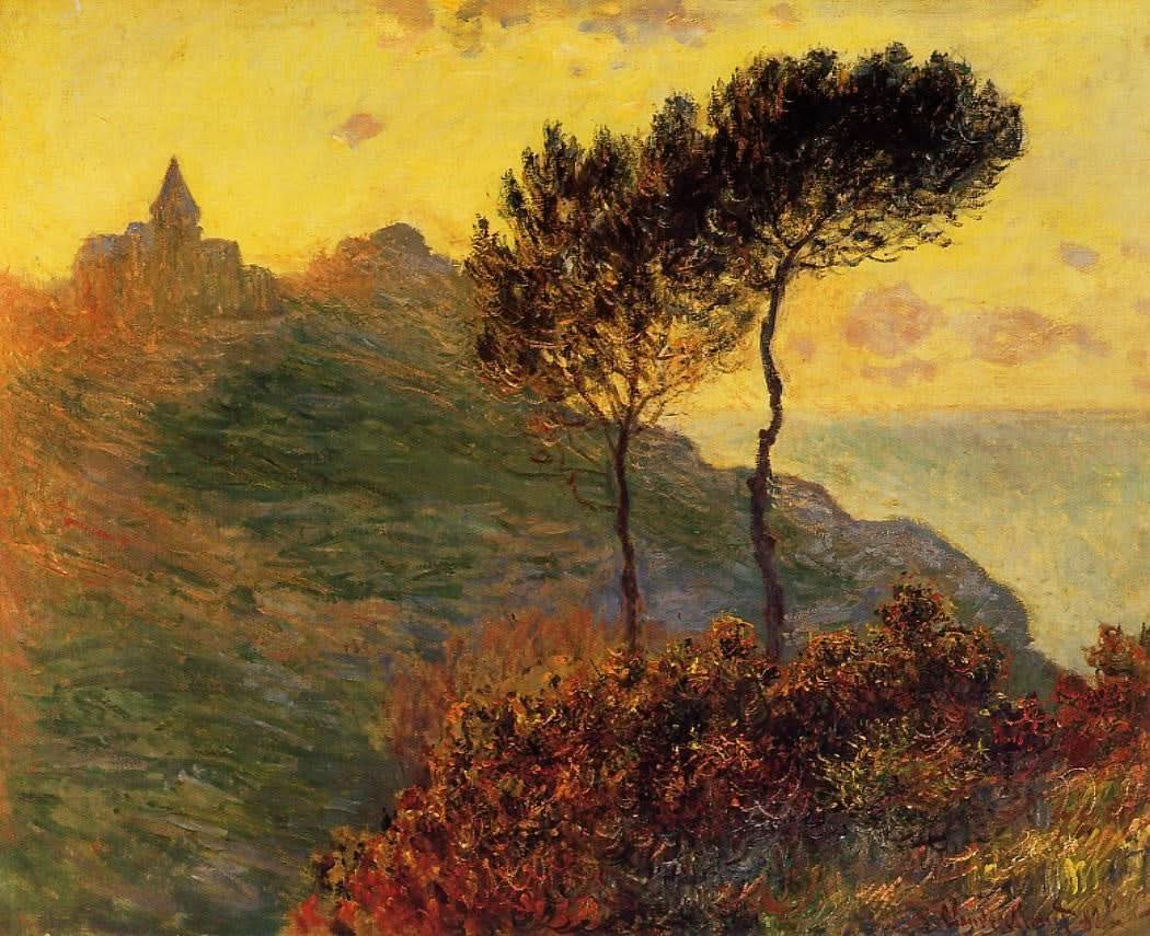 Église de Varengeville face au coucher du soleil