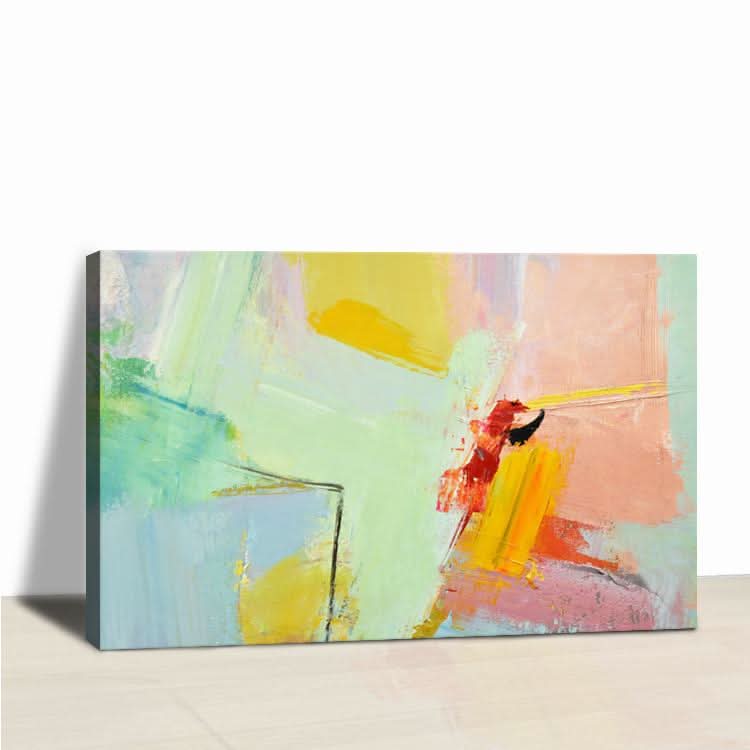 Peinture abstraite jaune beige sur toile, peinture à l'huile, art contemporain abstrait | Île suspendue