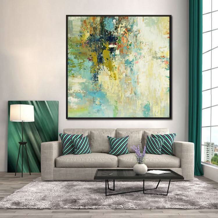 Large Acrylic Abstract Painting Green Painting Leaf Painting Original Art Painting | Go on a long journey