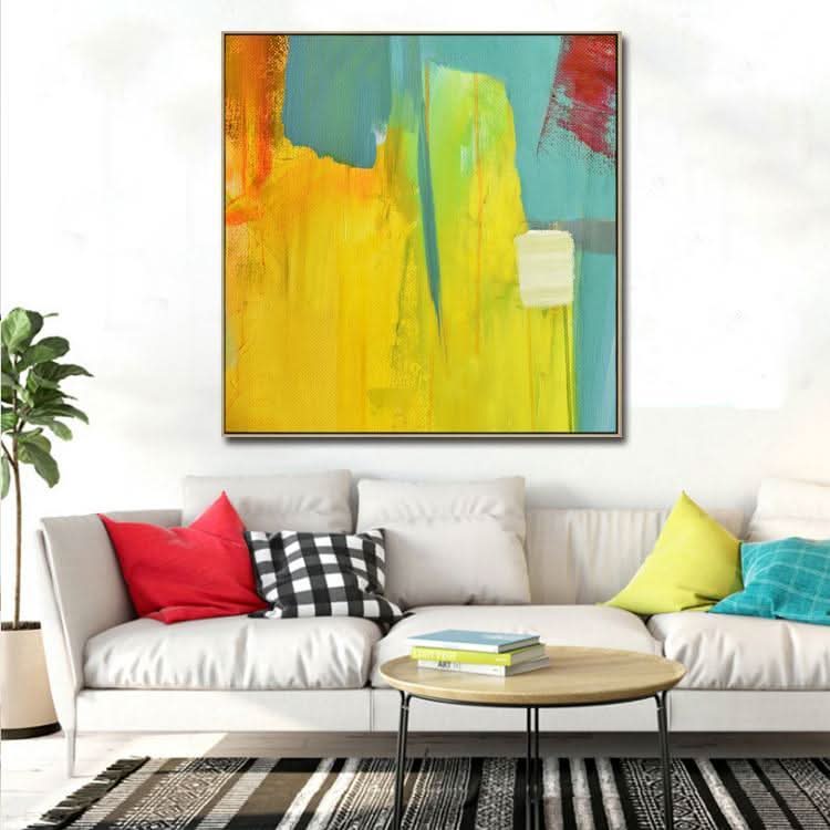 Peinture originale sur toile Art fait à la main Extra Large Salon Art simple Jaune et rouge | La ville sainte