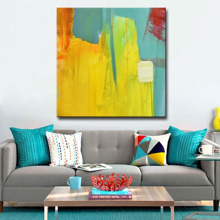 Peinture originale sur toile Art fait à la main Extra Large Salon Art simple Jaune et rouge | La ville sainte