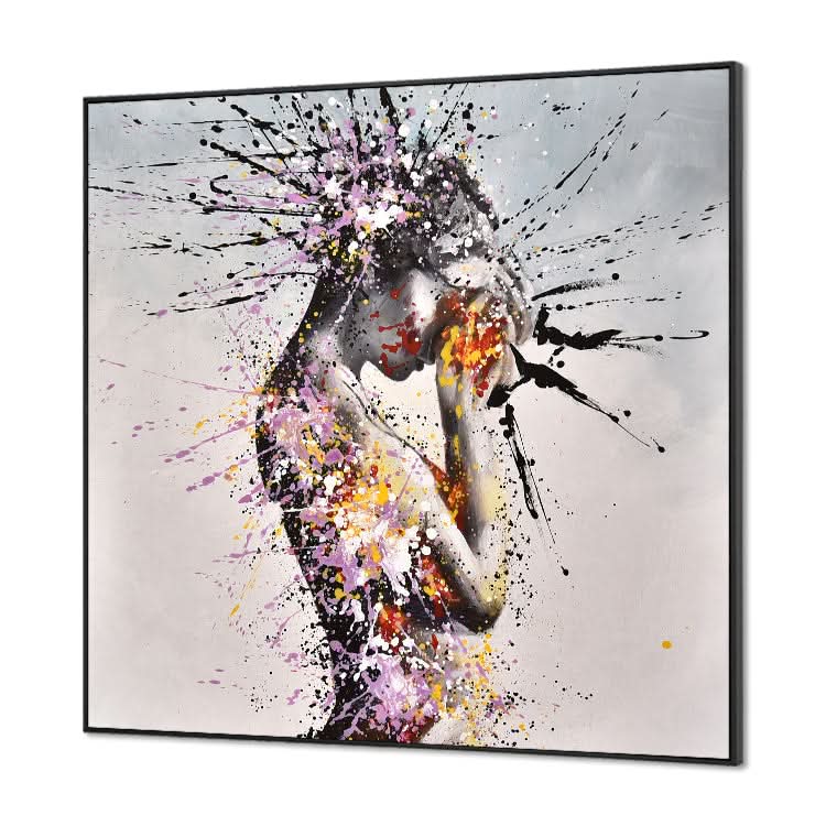 Peintures noires et grises sur toile Art mural de ballet Peinture de fille danseuse | Une femme qui souffre