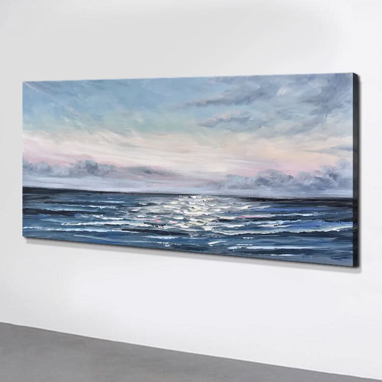 Grande toile Art Décor de bureau Abstrait Toile Art mural Peinture à l'huile Moderne Bleu Jaune pâle Art mural Peinture | Niveau de la mer