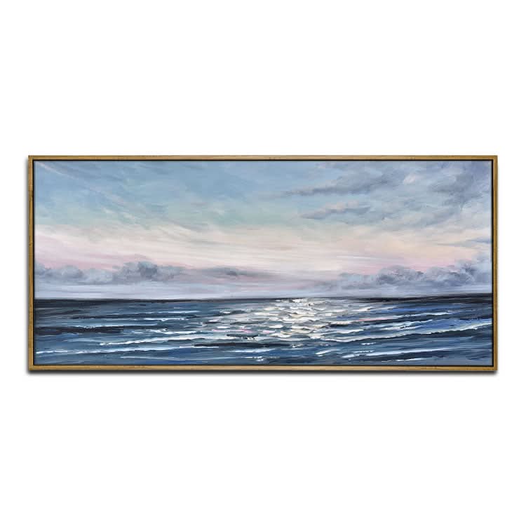 Large Canvas Art Office Decor Abstract Canvas Wall Art Oil Painting Modern Blue Pale yellow Wall Art Painting | Sea level