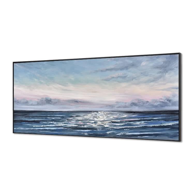 Grande toile Art Décor de bureau Abstrait Toile Art mural Peinture à l'huile Moderne Bleu Jaune pâle Art mural Peinture | Niveau de la mer