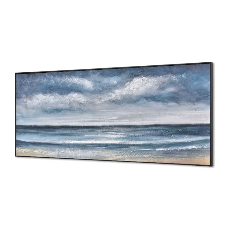 Peinture originale sur toile Peinture à l'huile à la main Salon Abstrait Toile Art mural Peinture bleue | Niveau de la mer #2