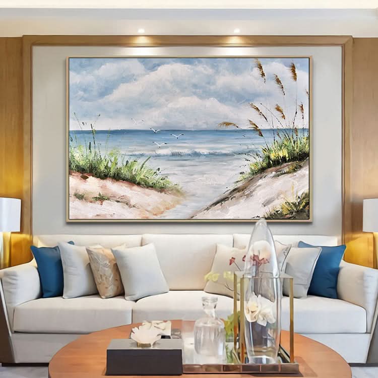 Clear Blue Skies - Hand Painted Landscape Oil Painting Ocean Canvas Wall Art