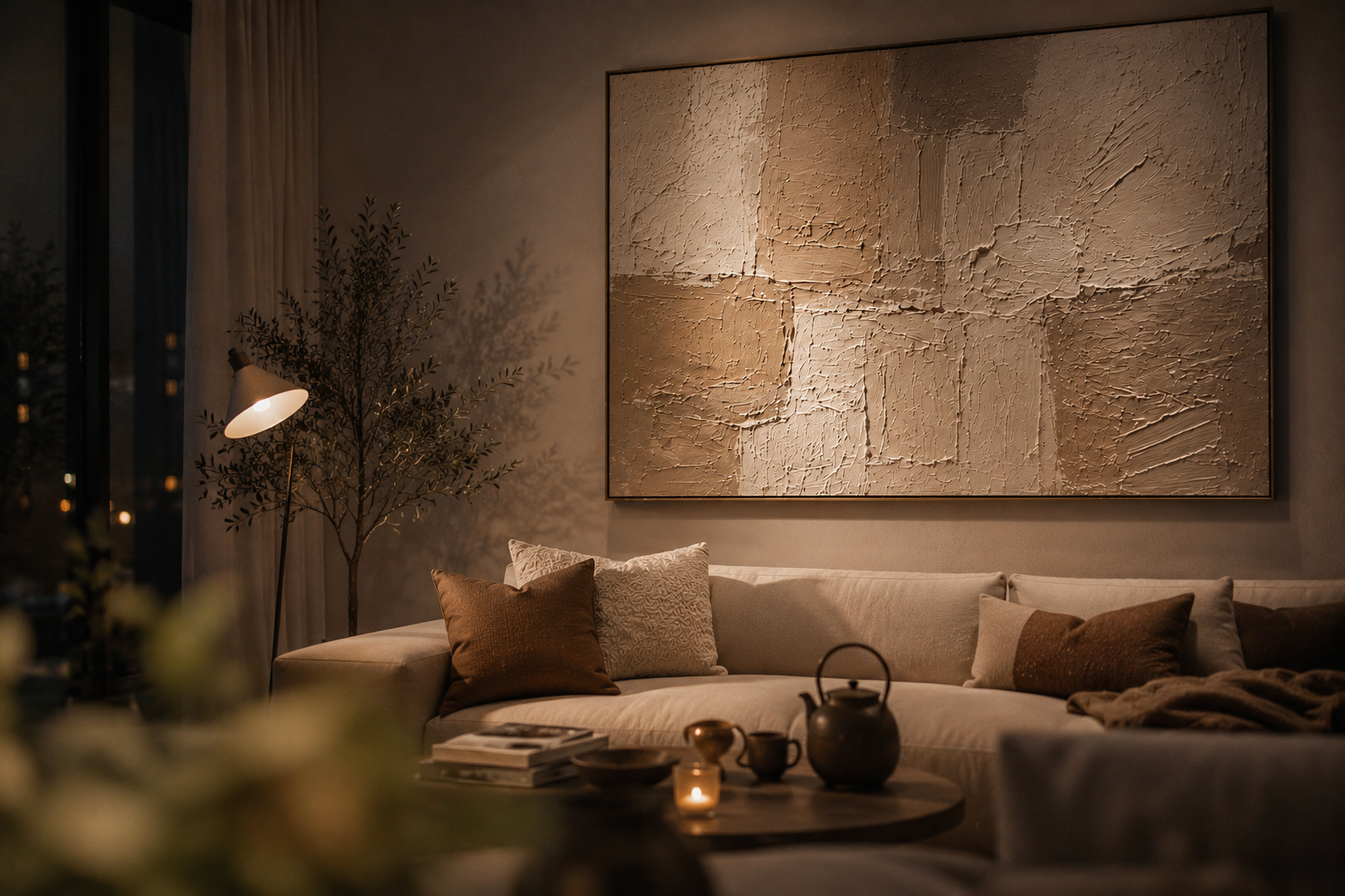 Large Abstract Wall Art Ideas for Modern Living Rooms