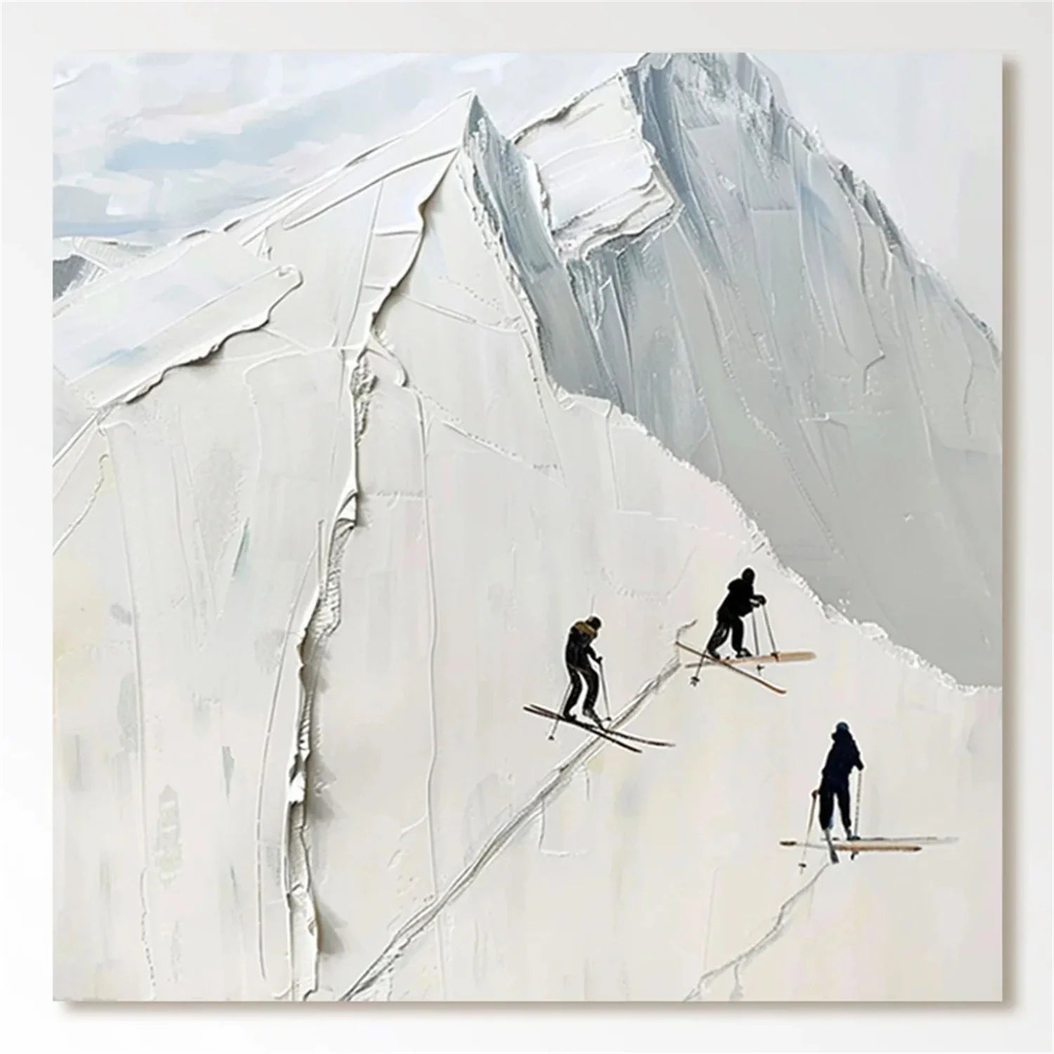 Skiing Sport Art Textured Painting Canvas #SP 049