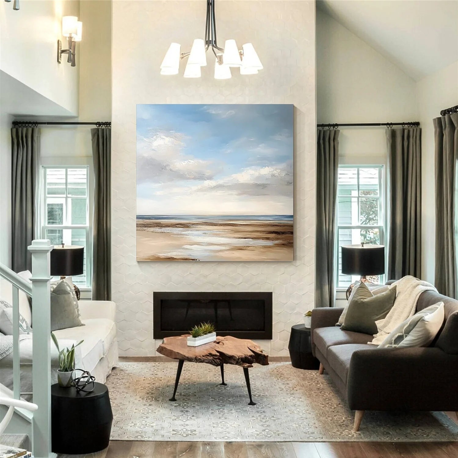 Ocean And Sky Abstract Canvas Art #OS 276