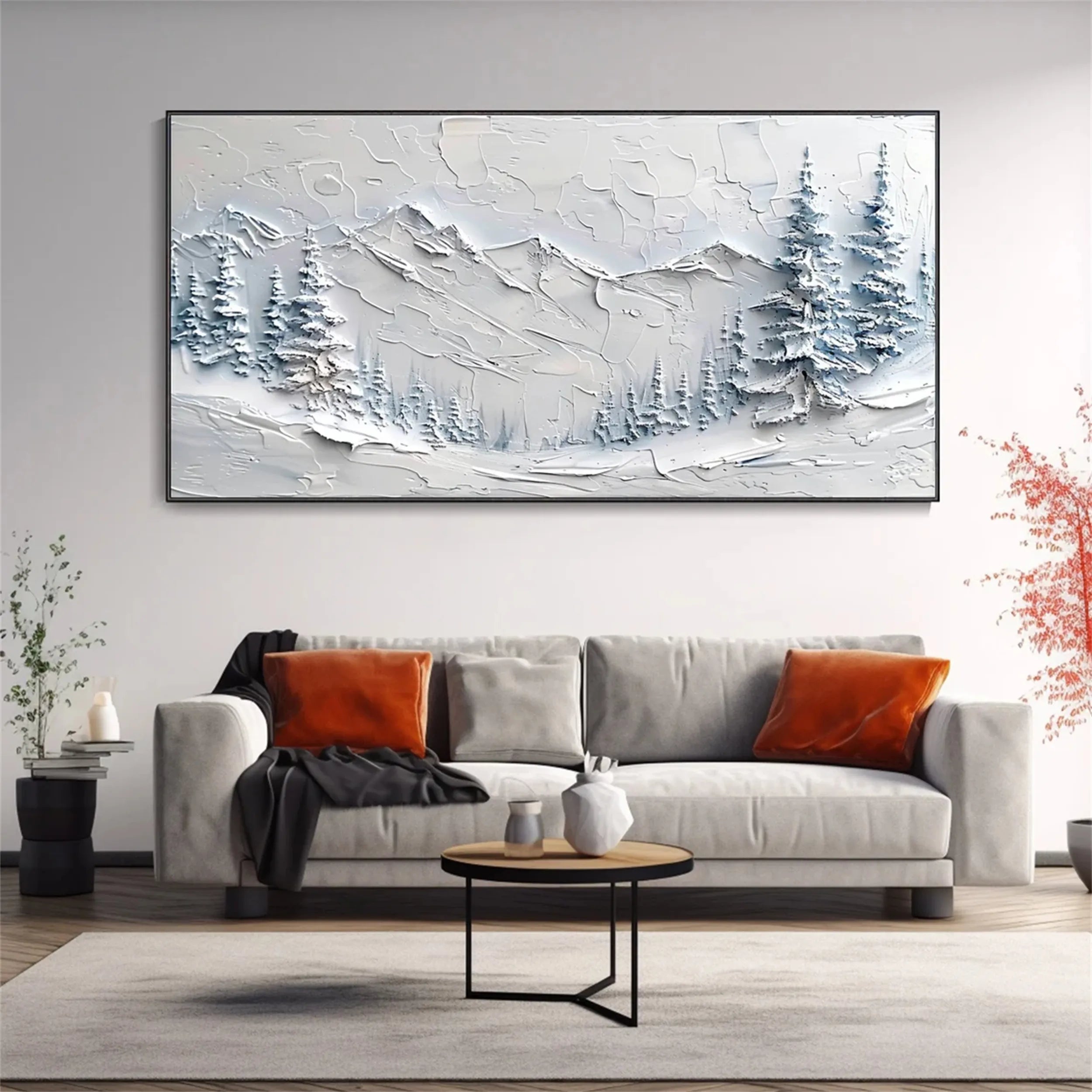 White Minimalist Textured Painting Canvas #MM256