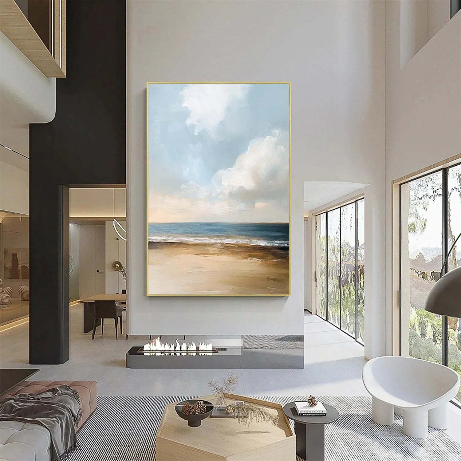 Ocean And Sky Abstract Canvas Art #OS 279