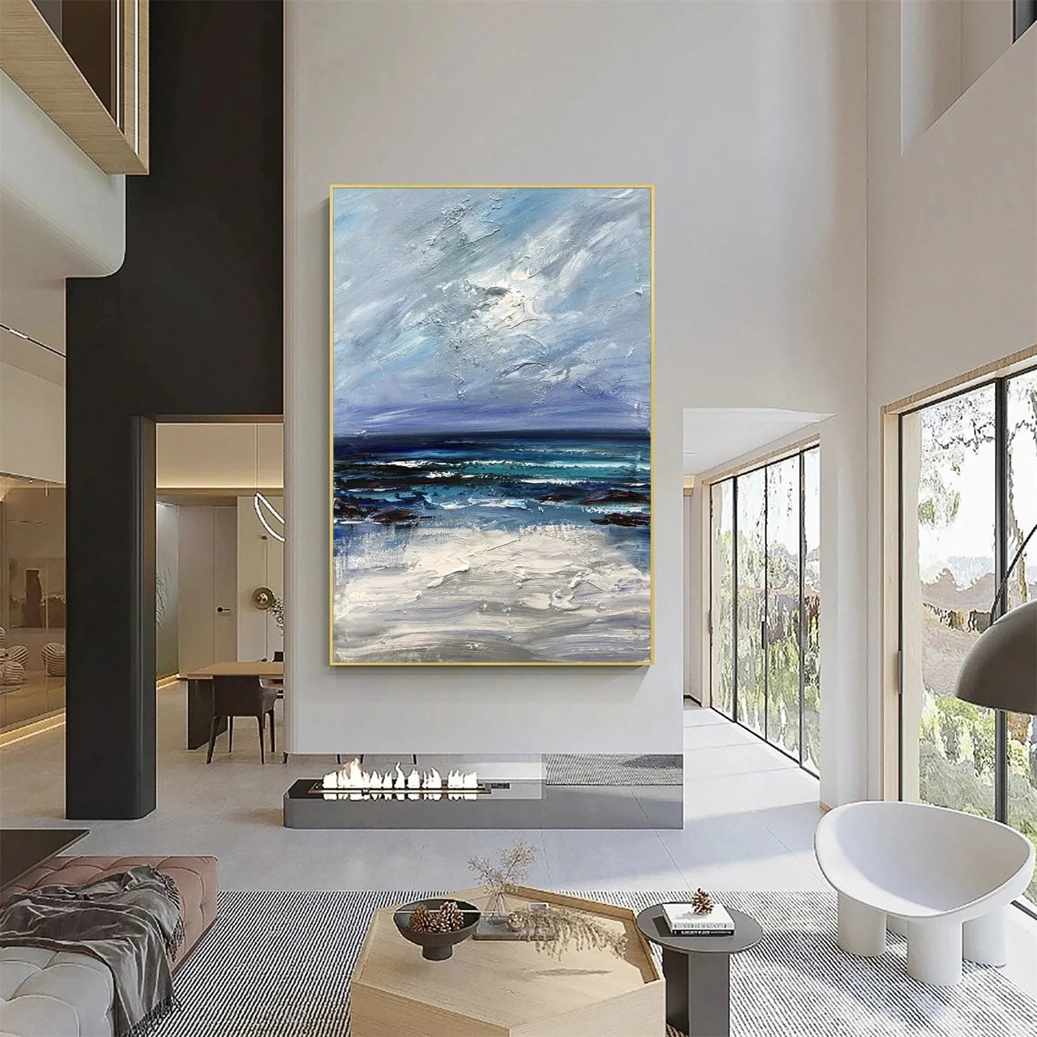 Ocean And Sky Abstract Texture Canvas Art #OS 282