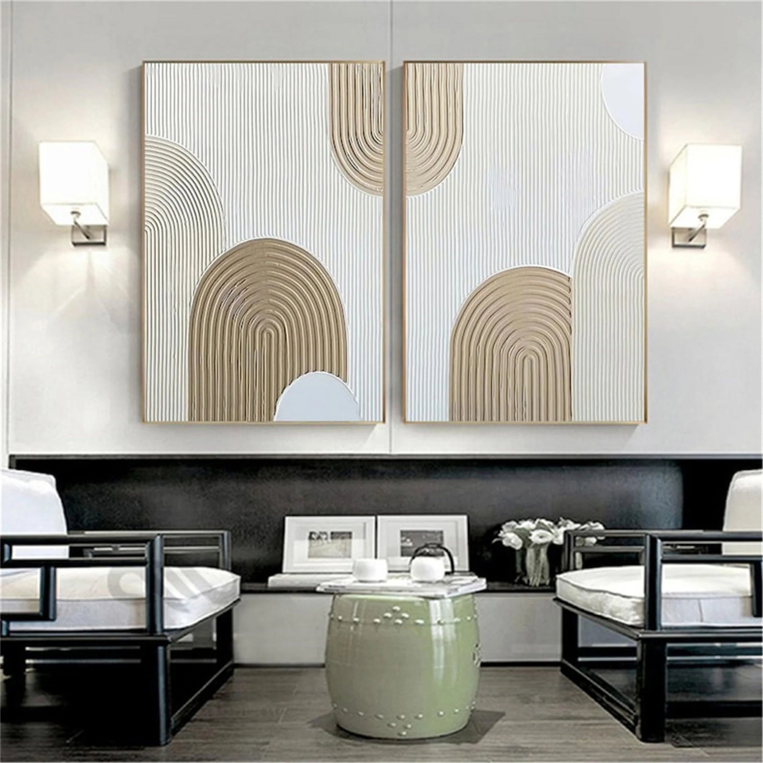 Beige & Brown Abstract Set of 2 #BB076