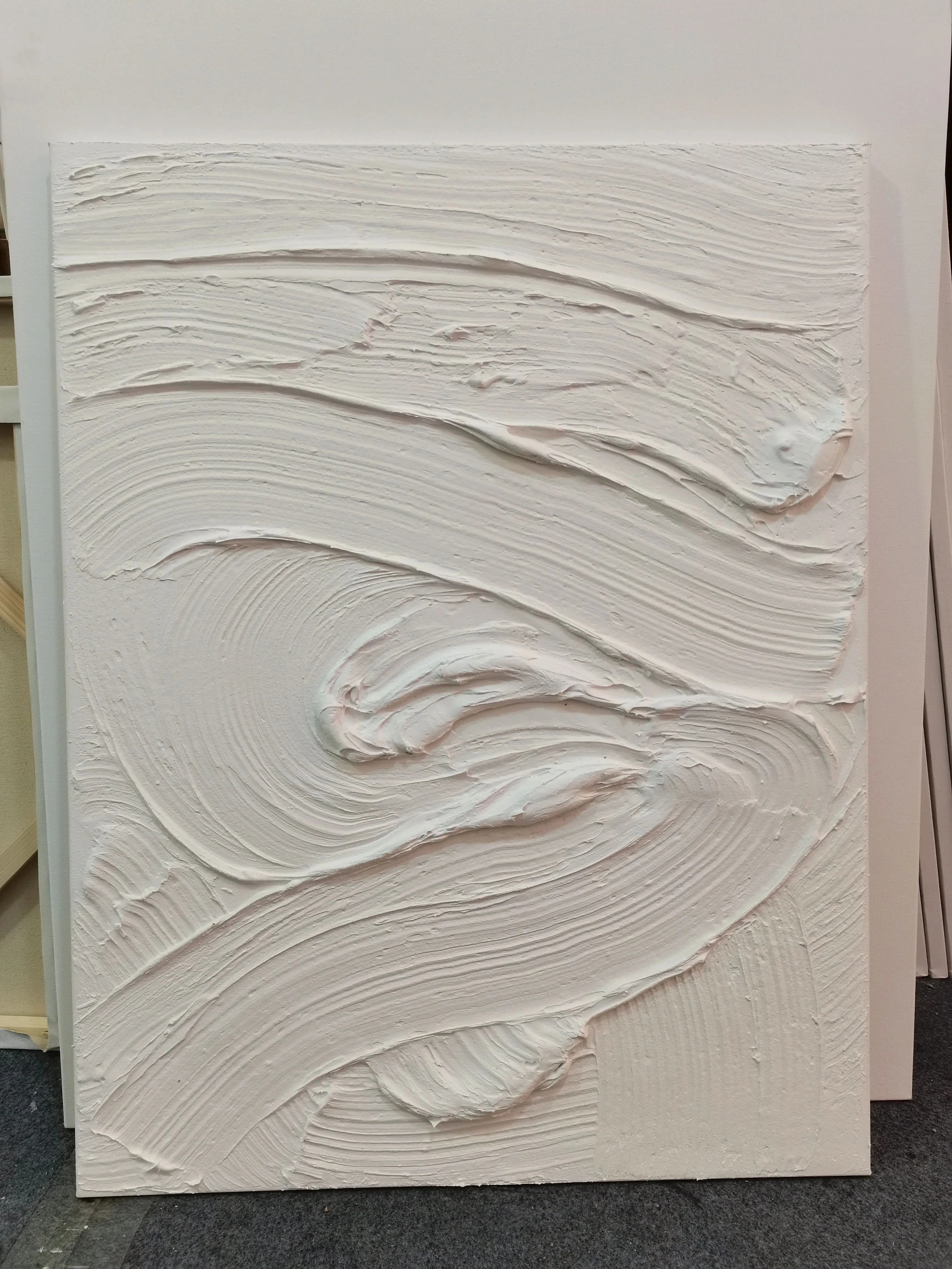 3D Textured White Plaster Minimalist Artwork Large Modern Abstract Original Framed Canvas