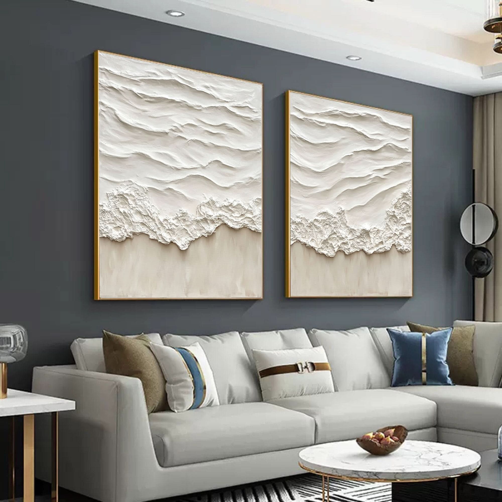 Textured Beach Waves Canvas Set for Coastal Home Decor #BBS 012