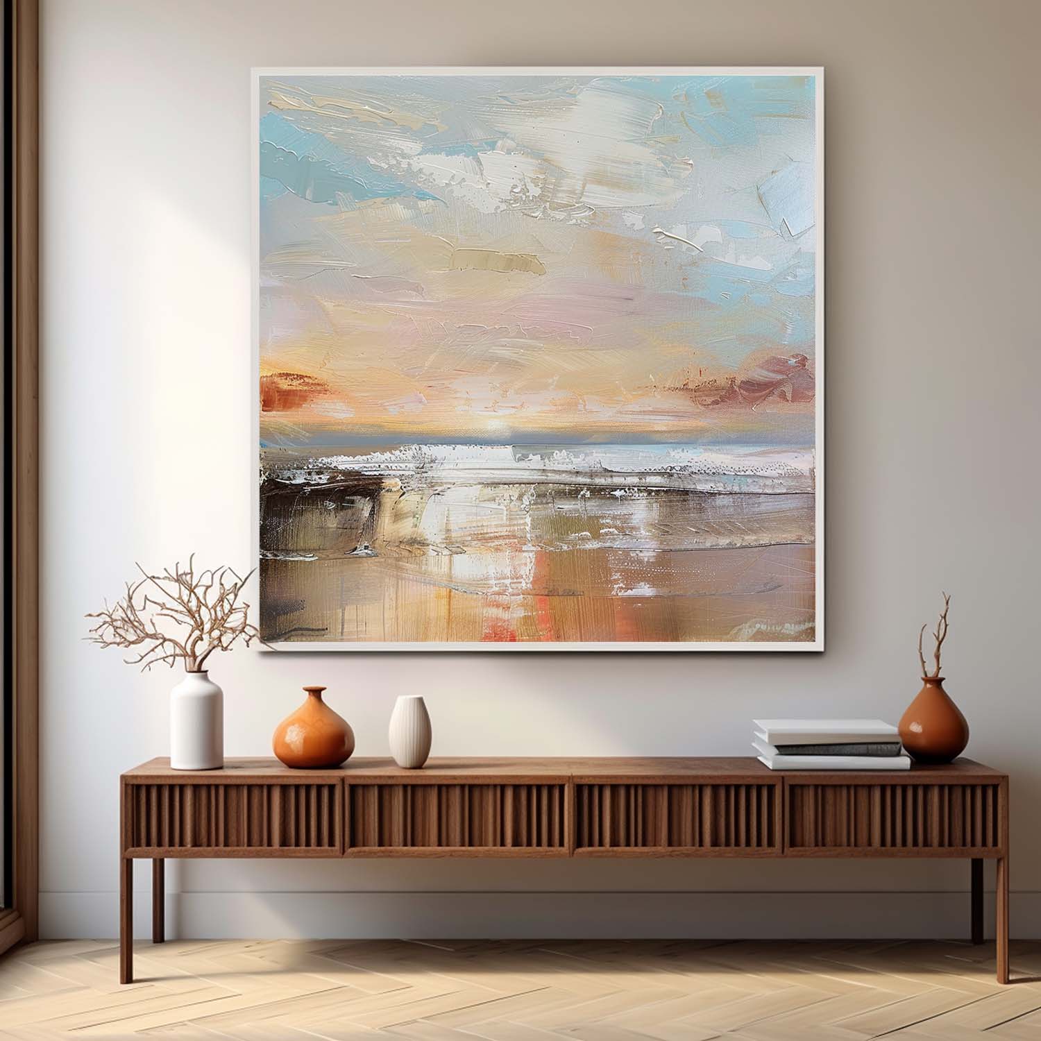Sunrise Abstract Landscape Texture Painting Abstract Sunrise Landscape Canvas Texture Wall Art Decor