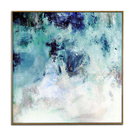 Large Canvas Art Original Dark Blue And White Art  light Blue Canvas Acrylic Abstract Texture Art | Into the Misty Mountains