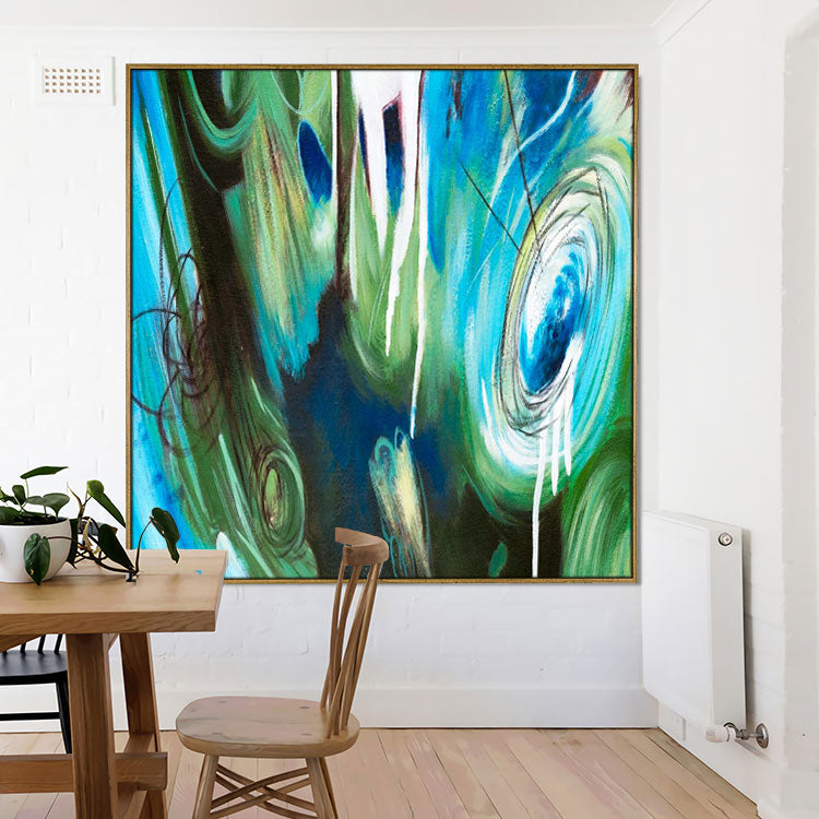 Abstract Painting Blue Abstract Painting Blue And Green Canvas Art Modern Painting | 3D magic