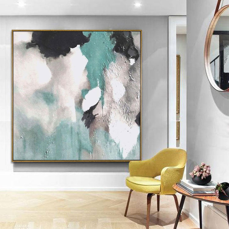 Handmade Abstract Oil Painting Big Size Painting Canvas Wall Art Black and White Painting | Looking forward to life outside