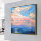 Handmade Oil Painting Original Oil Painting Landscape Extra Large Abstract Art Canvas Large Modern Painting | Wistful oceans calm and red