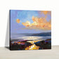 Large Oil Painting Canvas Handmade Oil Painting Bedroom Oil Painting Modern Sky Blue Abstract Art Gold Painting The rays of the setting sun