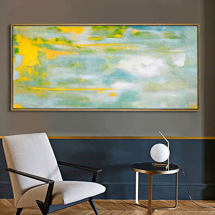 Abstract Landscape Art in Yellow, Green,and White | Simple art