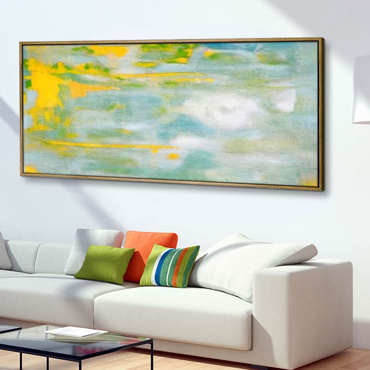 Abstract Landscape Art in Yellow, Green,and White | Simple art
