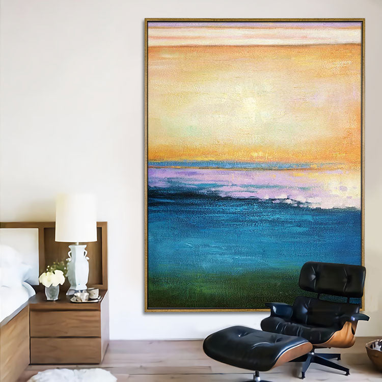 Sunset And At High Tide - Handmade Sunset Canvas Oil Painting Scenery Wall Art