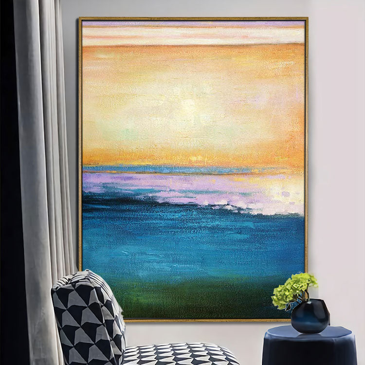 Sunset And At High Tide - Handmade Sunset Canvas Oil Painting Scenery Wall Art