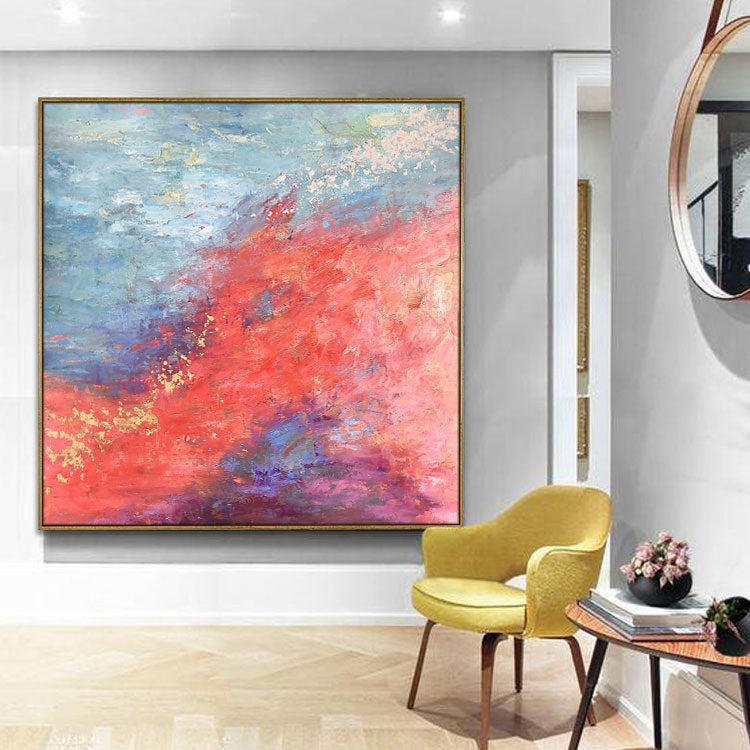 Original Art Painting Red Abstract Art Blue Painting On Canvas Living Room | Legends of the Land