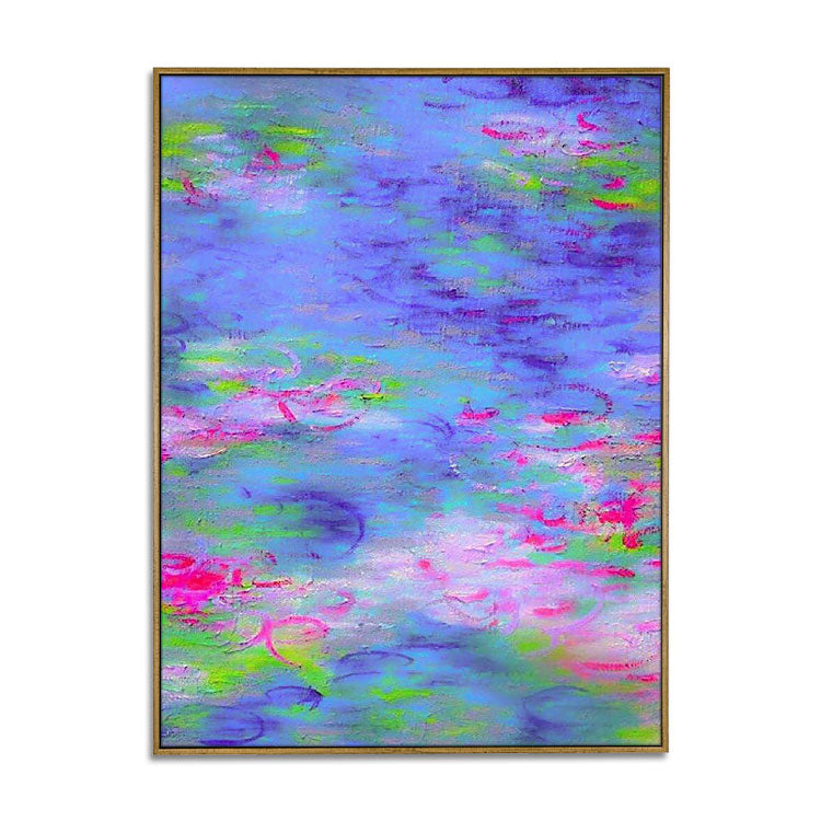 Lotus Pond - Hand Painting Flower Canvas Wall Art Lotus Floral Oil Painting