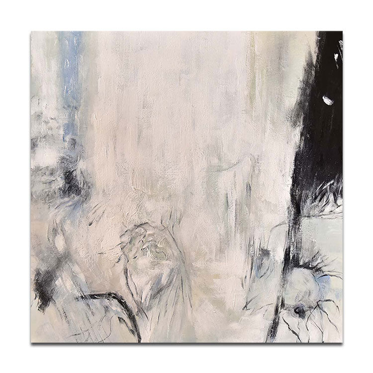 Large Acrylic Painting Abstract Painting White Painting Black Painting Contemporary Art Texture | Debris flow