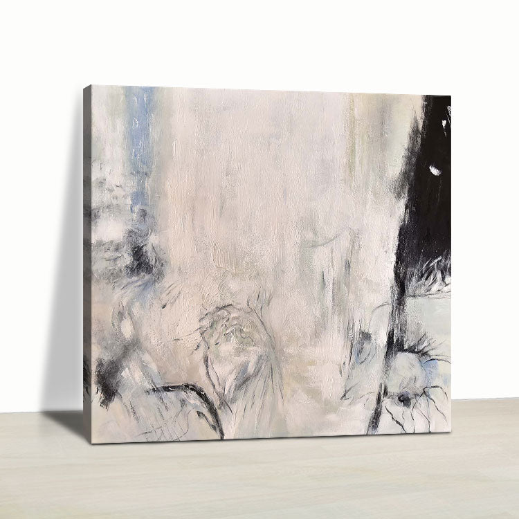 Large Acrylic Painting Abstract Painting White Painting Black Painting Contemporary Art Texture | Debris flow