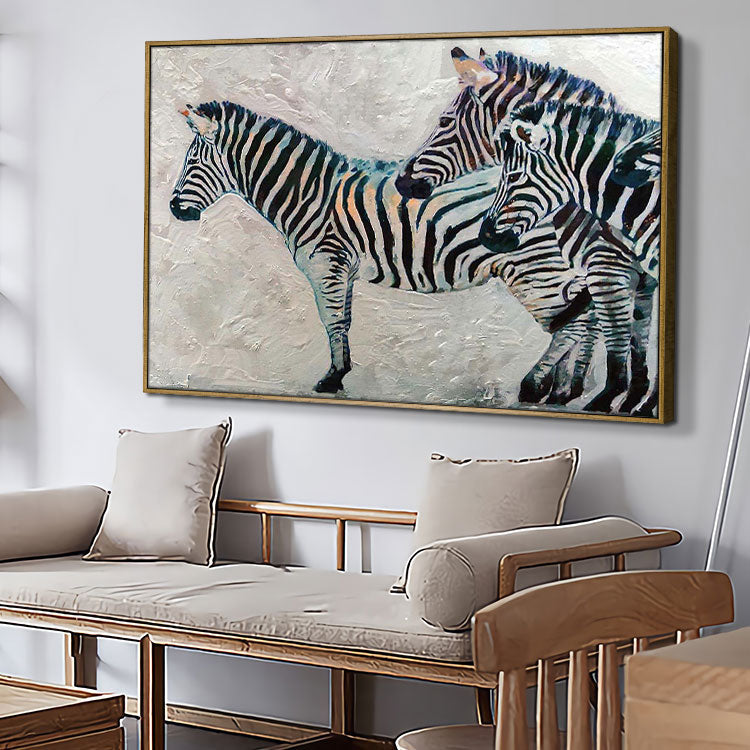 Zebra - Handmade Zebra Oil Painting on Canvas Animal Wall Art