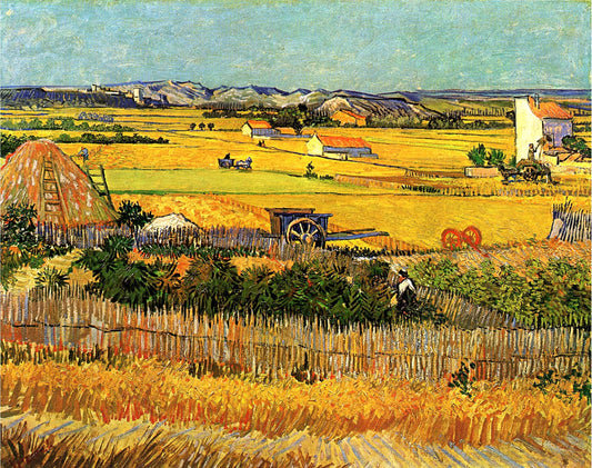 Harvest at La Crau with Montmaiour in the Background