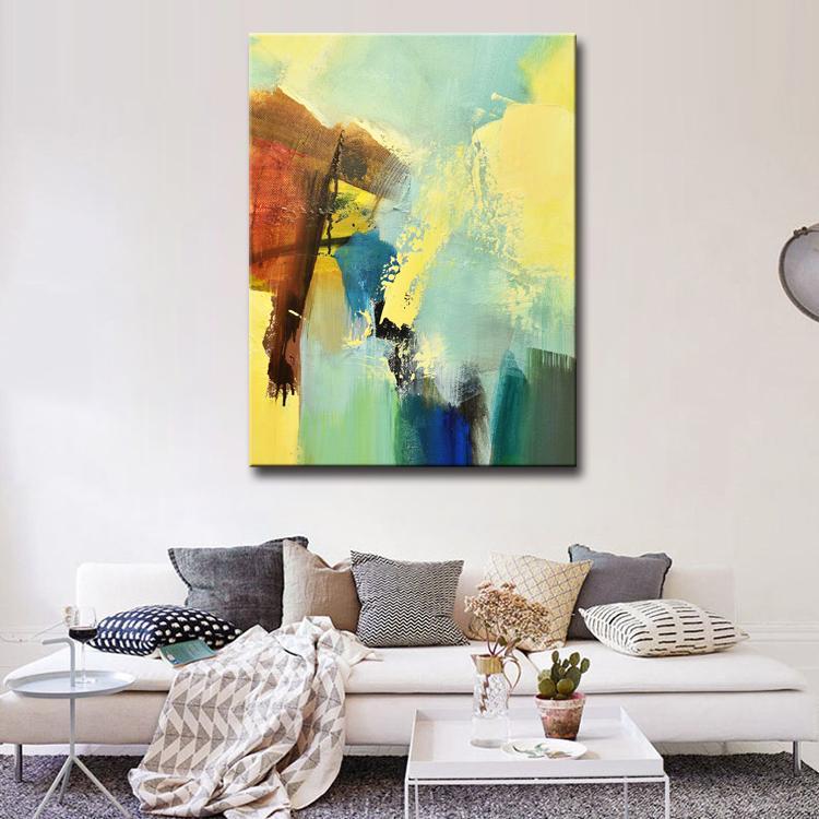 Living Room Wall Art Red and Yellow Abstract Painting | Sailing - Handpainted Abstract Canvas Wall Art Sailing PaintingP